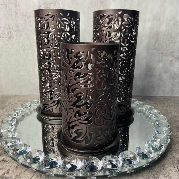 PartyLite Pillar Candle Decor set of 3 EUC